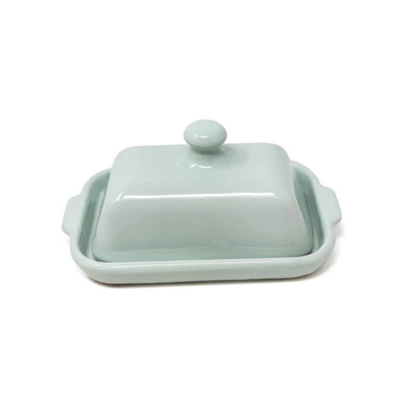 Image of Verano Spanish Ceramics Rustic Pastel Fully Dipped Terracotta Kitchen Dining Butter Dish Green 20Cm L X 13Cm W (Internal 4.5Cm H)
