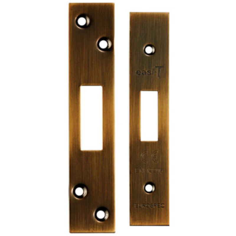 Image of Loops Forend Strike and Fixing Pack Suitable for Deadlocks Antique Brass Metallics unisex