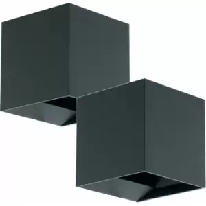 Image of Loops - 2 pack IP54 Outdoor Wall Light Anthracite Aluminium Box 3.3W LED Lamp