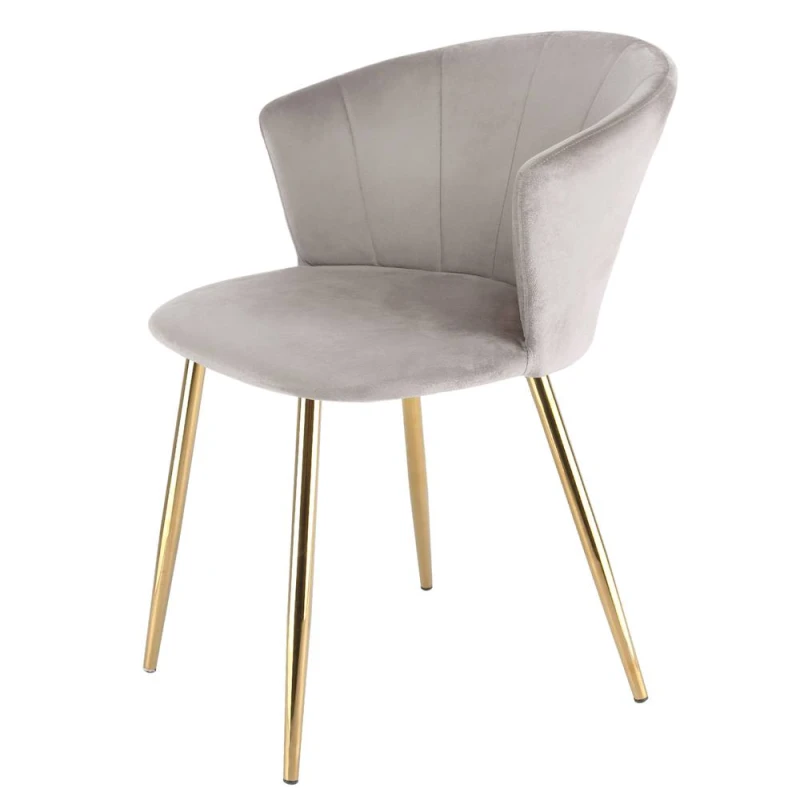 Image of RayGar Dunel Ella Accent Dining Chair In Velvet - Taupe, Brown RG1493