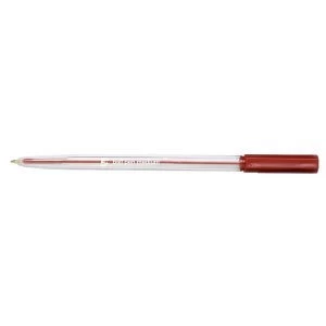 Image of 5 Star Office Ball Pen Clear Barrel Medium 1.0mm Tip 0.7mm Line Red Pack of 20