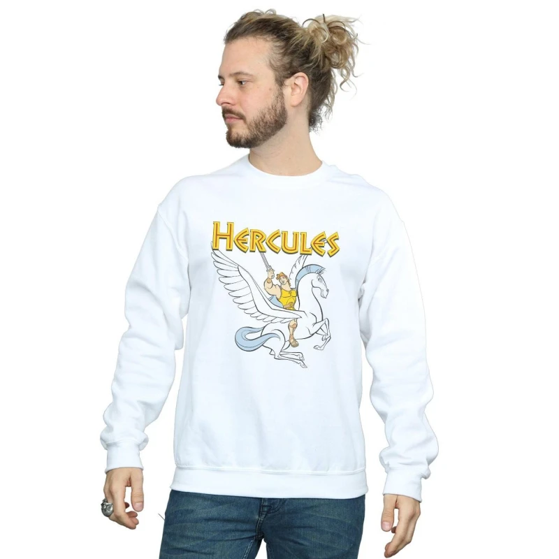 Image of Disney Men Hercules With Pegasus Sweatshirt in White Size: Small White S Male 5059276957728
