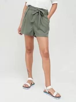 Image of Superdry Vintage Paper Bag Short - Green, Size 8, Women