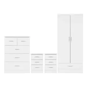 Image of Seconique Nevada 2 Door 1 Drawer Wardrobe Bedroom Set - White Gloss