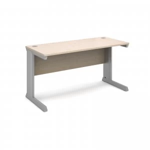 Image of Vivo Straight Desk 1400mm x 600mm - Silver Frame Maple Top