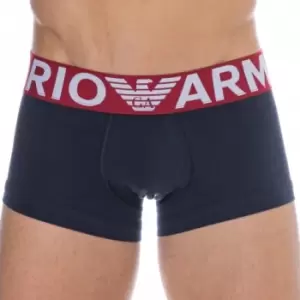 Image of Emporio Armani Megalogo Cotton Boxer Briefs - Navy M