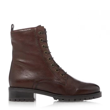 Image of Dune Brown Leather 'Prestone' Ankle Boots - 3