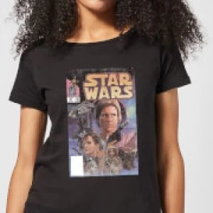 Image of Star Wars Classic Comic Book Cover Womens T-Shirt - Black - M