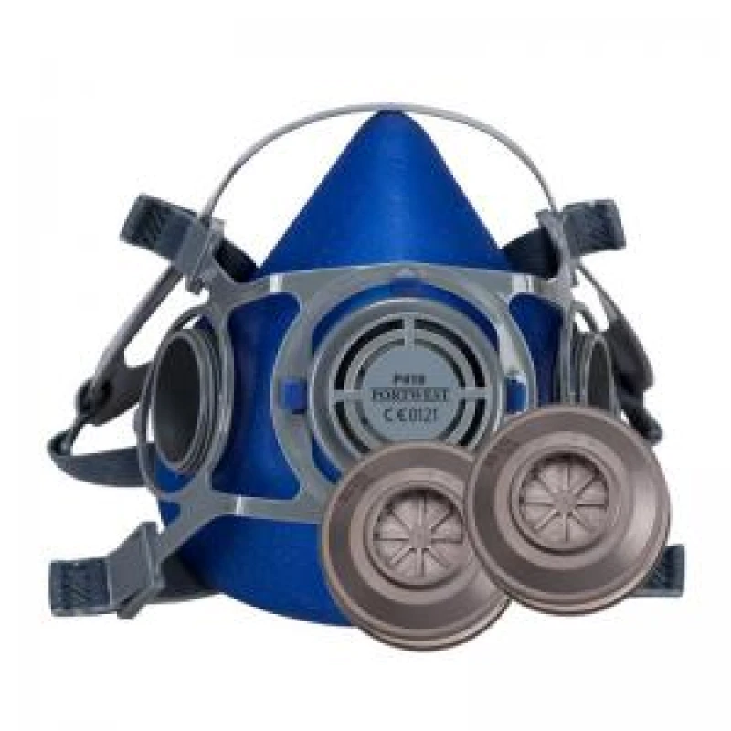 Image of Portwest Auckland Half Face Respirator and P970 Combination Filters P418BLUM Size (S-XL): M