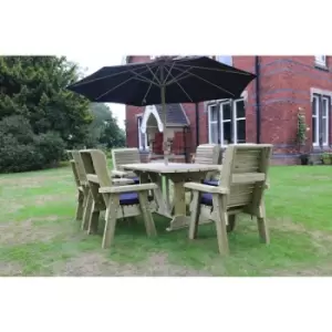 Image of Churnet Valley - Ergo Table And Chair Set - Sits 6 Wooden Garden Dining Furniture Including 6 Chairs