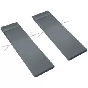 Image of Outsunny Set of 2 Sun Lounger Cushions, Replacement Cushions for Rattan Furniture with Ties, 196 x 55 cm, Dark Grey