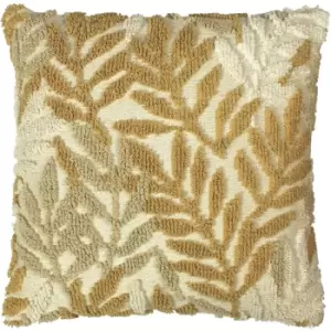 Image of Furn. - Caliko Botanical Tufted Cushion Natural/Ochre - Natural/Ochre