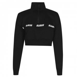 Image of Guess Logo Zip Sweater - Black JBLK