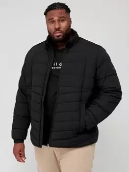 Image of Tommy Hilfiger Big & Tall Branded Stand Up Collar Jacket - Black, Size 3XL, Men