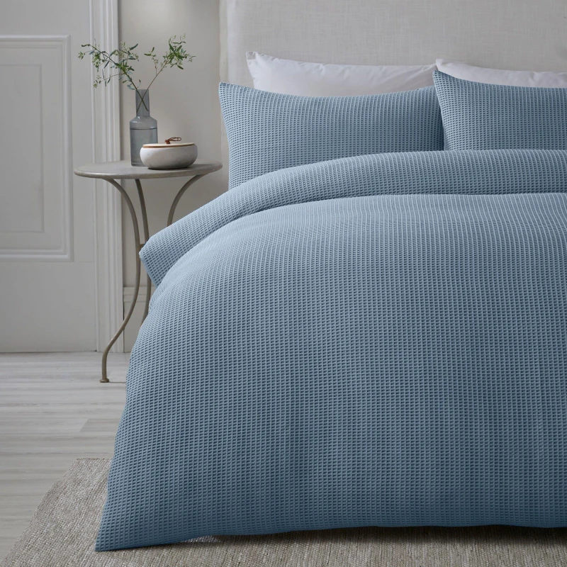 Image of Serene Lindly Duvet Cover and Pillowcase Set Blue