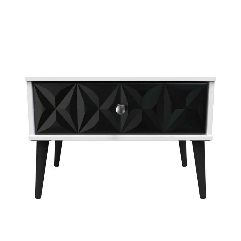 Image of Toledo 1 Drawer Wide Side Table In Deep Black & White (Ready Assembled)