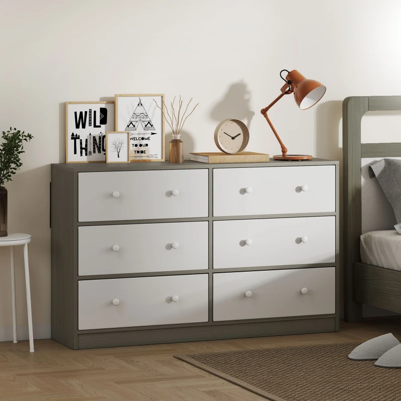 Image of HOMCOM HOMCOM Drawer Dresser for Bedroom Chest of Drawers with Steel Frame in White White One Size Unisex 5063603863682