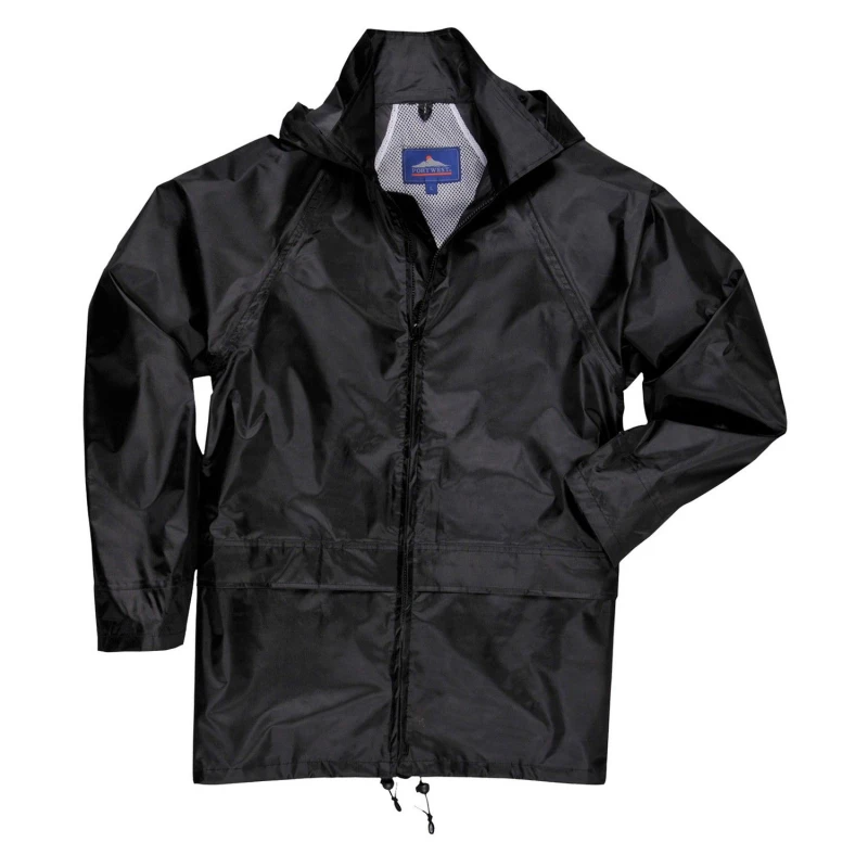 Image of Portwest Mens Classic Raincoat in Black Size: Small Black Male S