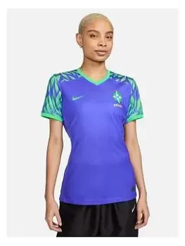 Image of Nike Brazil 2023 Womens Away Stadium Short Sleeved Shirt - Blue Size XL, Women