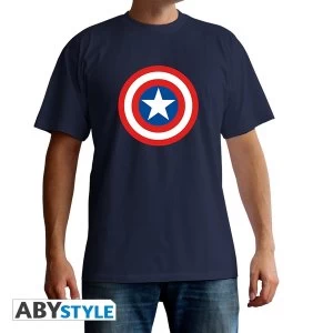 Image of Marvel - Captain America Logo Mens Small T-Shirt - Blue