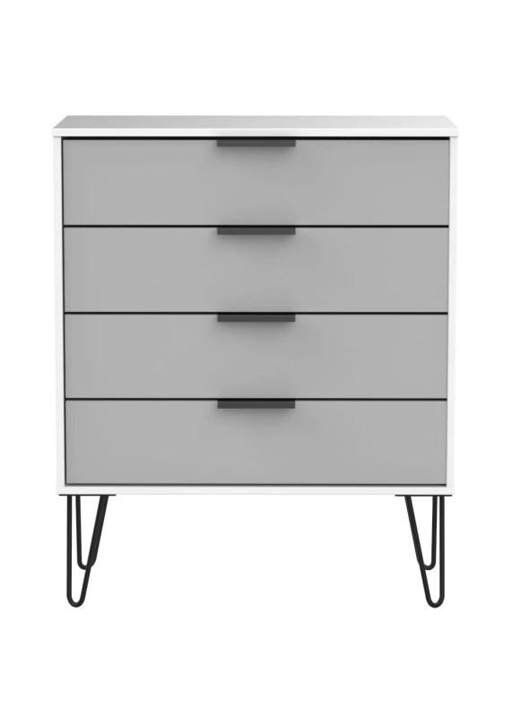 Image of Osaka 4 Drawer Chest Of Drawers In Grey & White (Ready Assembled)