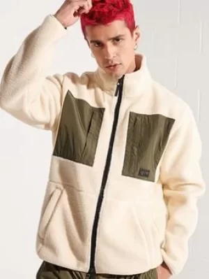 Image of Superdry Expedition Fleece Zip Hoodie, Ecru, Size 2XL, Men