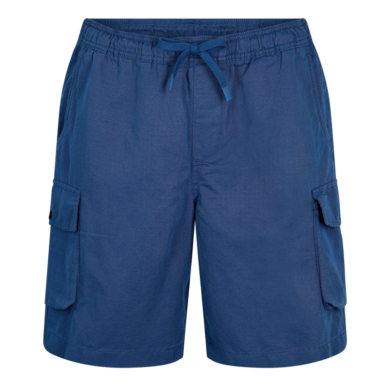 Image of Timberland Mens Linen Utility Cotton Dark Denim Chino Shorts Dark Denim male S