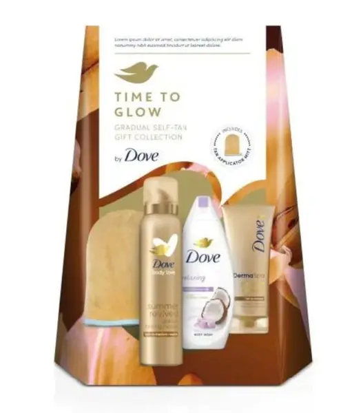 Image of Dove Time To Glow Self-Tan Giftbox 200ml + 150ml + 225 ml