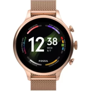 Image of Ladies Fossil Gen 6 Smartwatch Rose Gold-Tone Stainless Steel Mesh