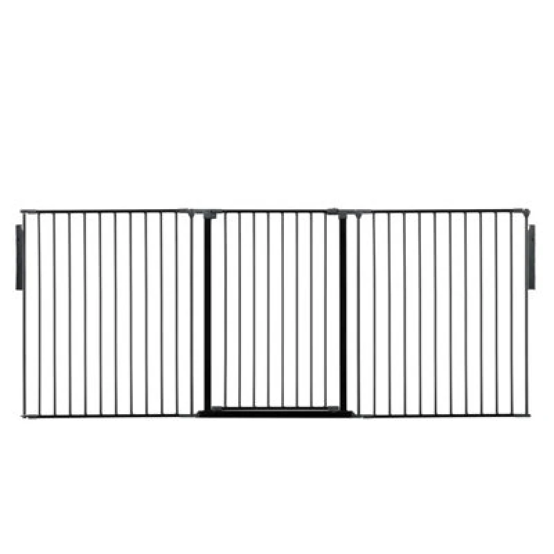 Image of Safetots Premium Extra Tall Room Divider, Up To 226Cm Wide, Black, 105Cm Tall, Multi Panel Barrier For Baby And Toddler