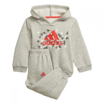 Image of adidas Badge of Sport Graphic Jogger Kids - Medium Grey Heather / Vivid Re