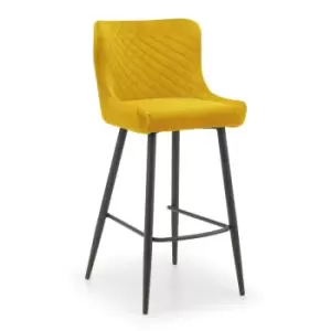 Image of Julian Bowen Luxe Velvet Bar Stool Mustard