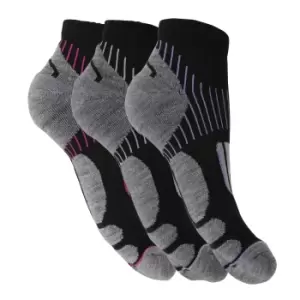 Image of Womens/Ladies Cycling Socks (3 Pairs) (4-7 UK) (BLACK/GREY)
