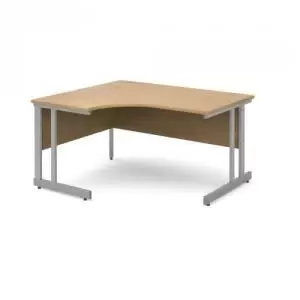 Image of Momento left hand ergonomic desk 1400mm - silver cantilever frame and