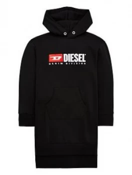 Image of Diesel Girls Logo Hooded Sweat Dress - Black