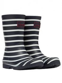 Image of Joules Boys Stripe Roll Up Wellies - Navy, Size 3 Older