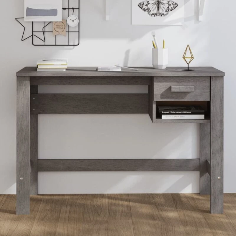 Image of VIDAXL Vidaxl - Desk hamar Light Grey 110x40x75cm Solid Wood Pine 8720286818053