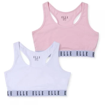 Image of Elle 2 Pack Logo Bra Junior Girls - White/Pink