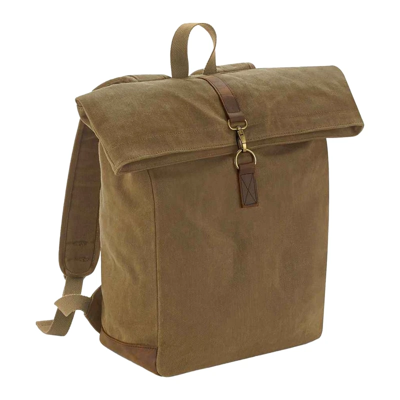 Image of Quadra Mens Heritage Leather Trim Backpack in Light Brown Light Brown Male