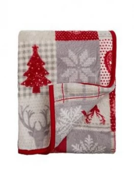 Image of Cascade Home Christmas Check With Sherpa Throw