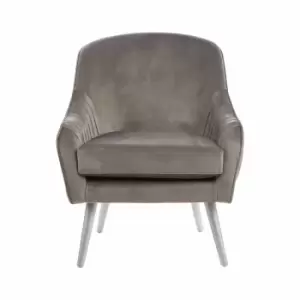 Image of Interiors by PH Grey Velvet Chair Silver Finish Wood Legs