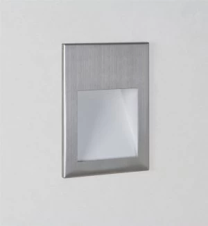 Image of LED 1 Light Indoor Recessed Marker Wall Light Brushed Steel