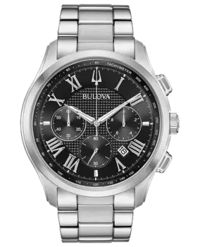 Image of Bulova Classic Black Dial Steel Mens Watch 96B288 96B288