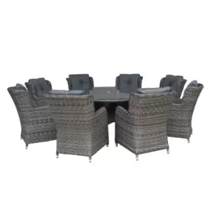 Image of Katie Blake Seville Grey 8 Seat Round Dining Set - Garden & Outdoor
