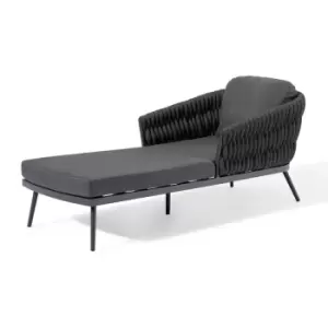 Image of Harbour Lifestyle Pair Of Palma Sun Lounger - Wide Rope Weave - Grey