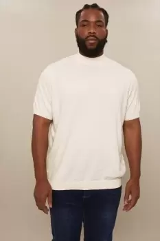 Image of Mens Plus Cotton Rich Ecru Knitted Turtle Neck T-Shirt