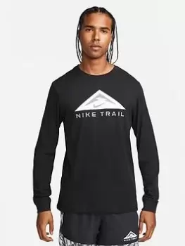 Image of Nike Run Trail L/s Tee - Black Size M Men
