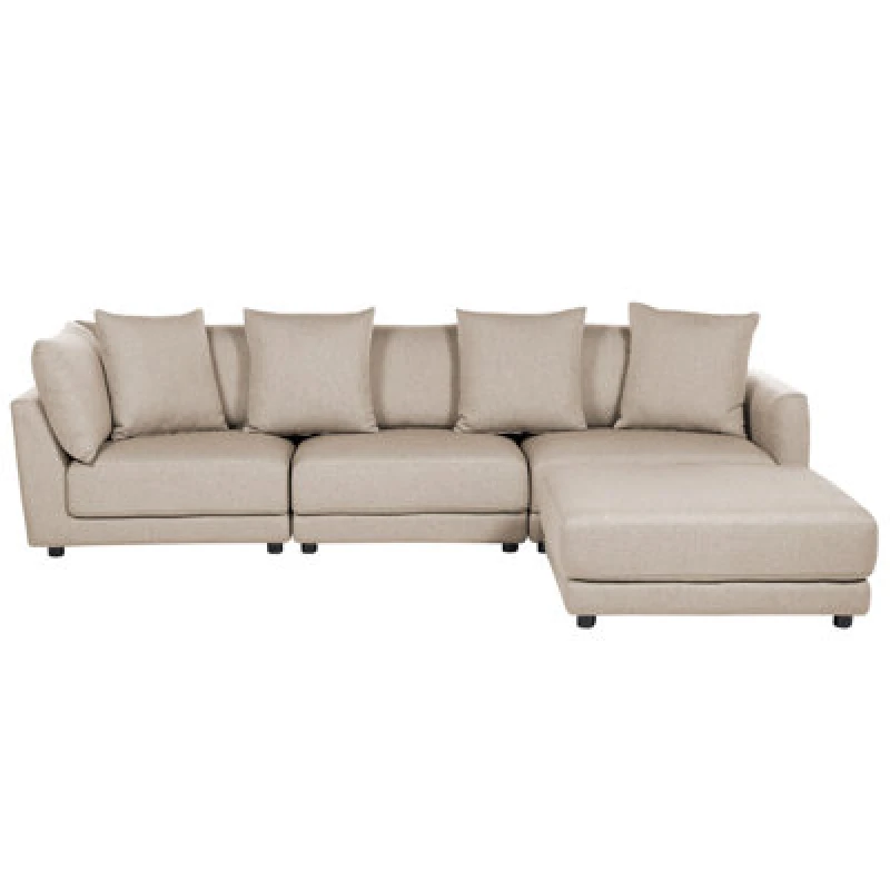 Image of Beliani Sofa 3 Seater Sigtuna Fabric Beige With Ottoman