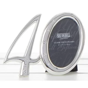 Image of Silver Diamante Frame Birthday 40th