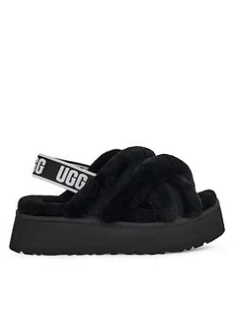 Image of UGG Disco Cross Slide Slippers - Black, Size 5, Women